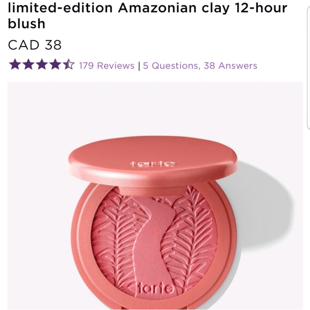 NWOT Tarte Amazonian clay 12-hour blush “tipsy”